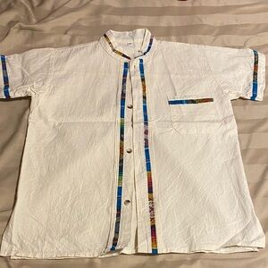 Boy’s White Shirt with Multicolor Accents